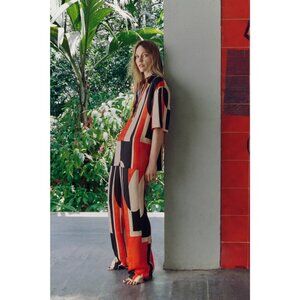 Zara Abstract Print Wide-Leg Pant